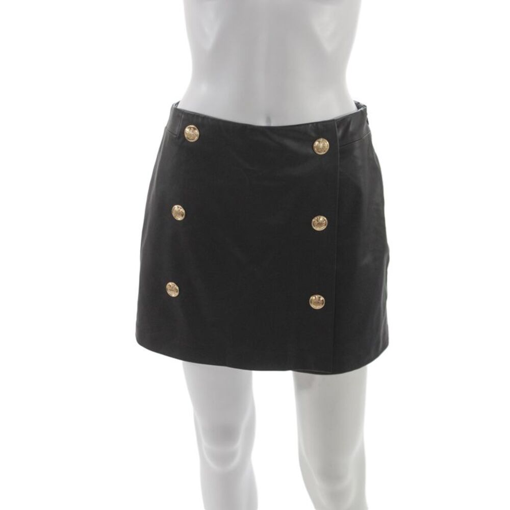 Zara Women Wrap Skirt Black Polyester Solid Military Size M